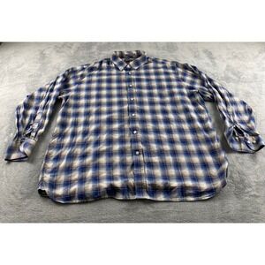 Daniel Cremieux Signature Supima Cotton Plaid Button Shirt Mens‎ XXL Blue Tan